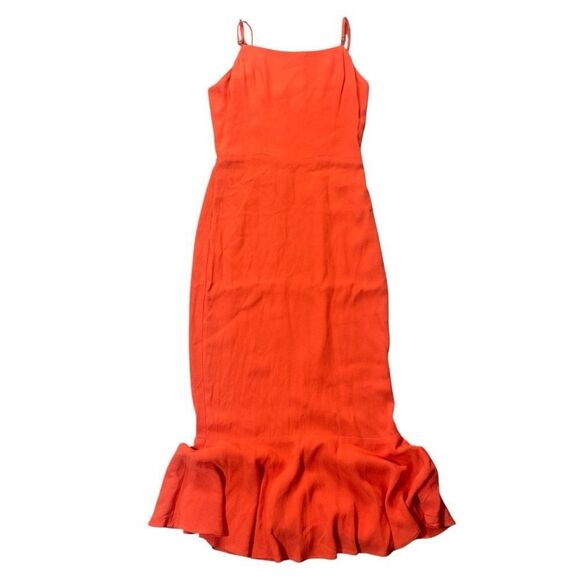 Reformation Red Ruffle Hem Slip Dress | Spaghetti Strap Midi | Size 2 - Picture 1 of 7